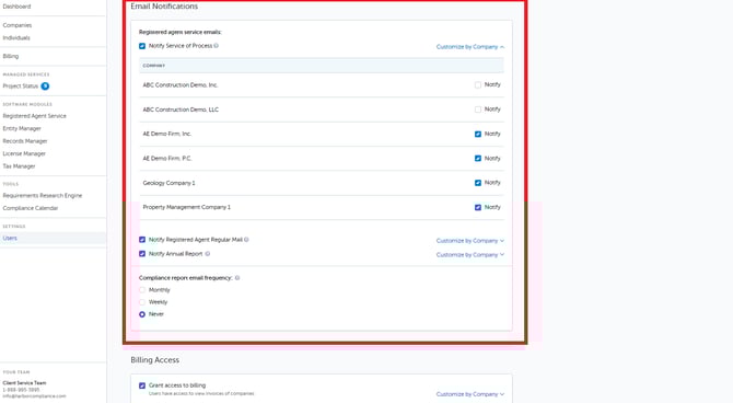 Email notifications