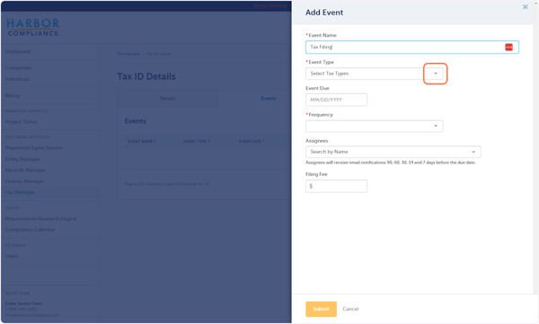 Click on Select Tax Types