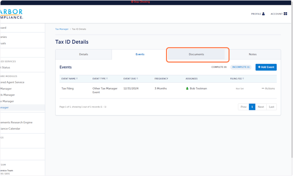 Click Documents tab
