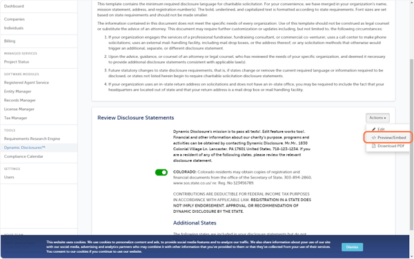 Click on  Preview/Embed