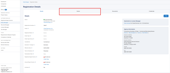 entity manager to details to events